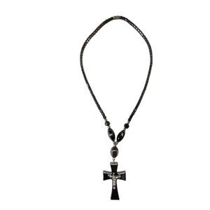 Hematite Cross Pendant Necklace‎